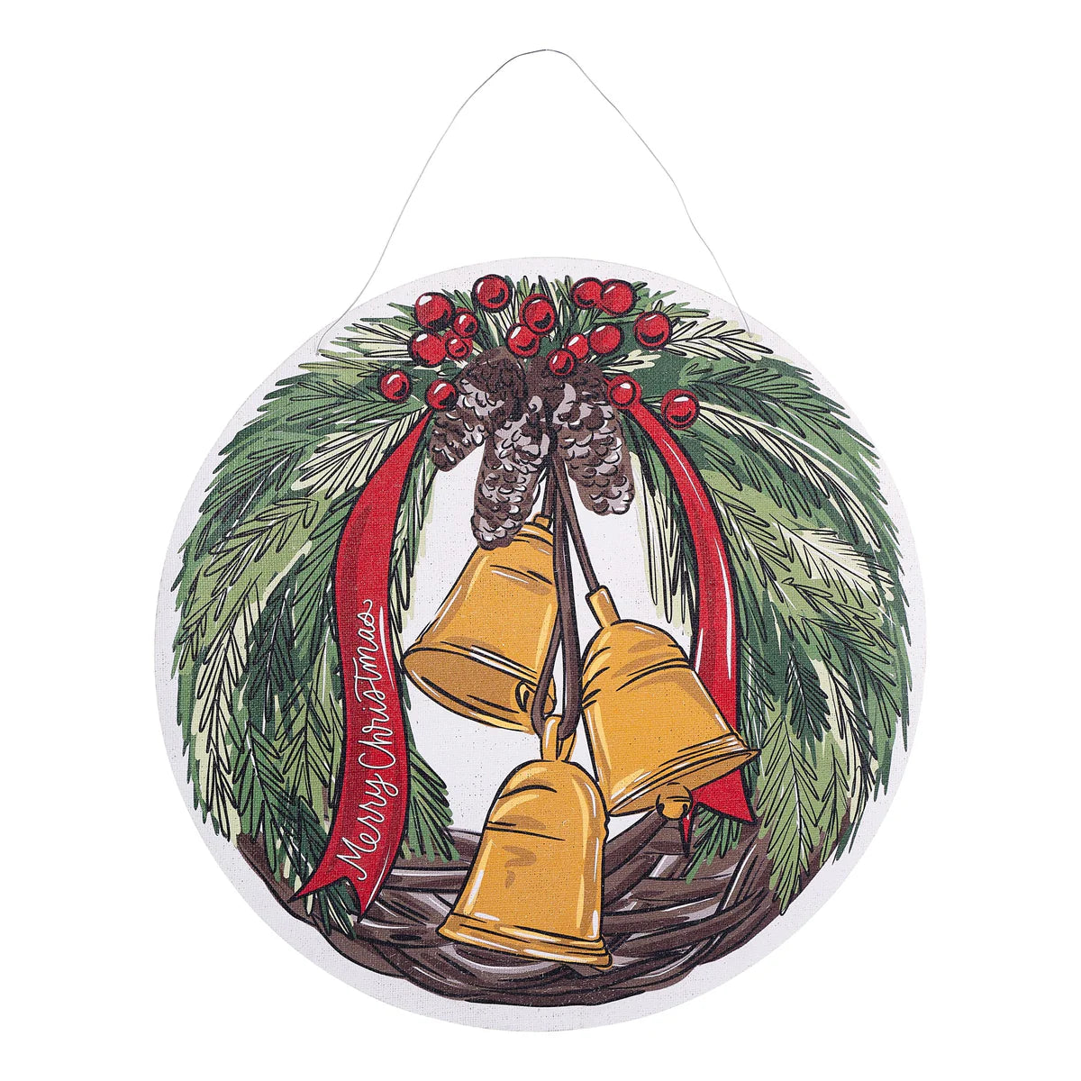 Give Thanks Pumpkin/Merry Christmas Bell Door Hanger