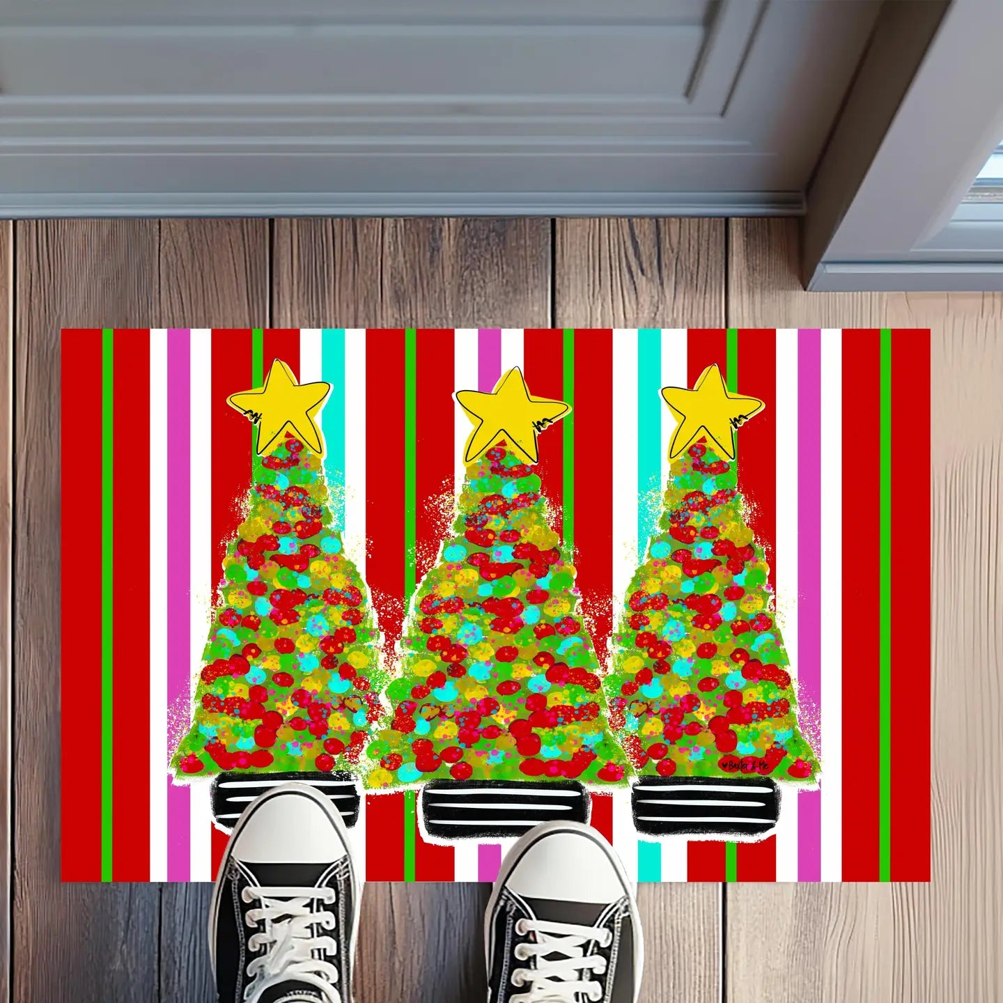 Dots & Stripes Tree of Cheer Door Mat