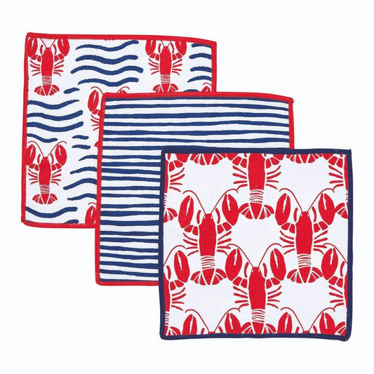 Lobsterr Waves Dish Cloth Set