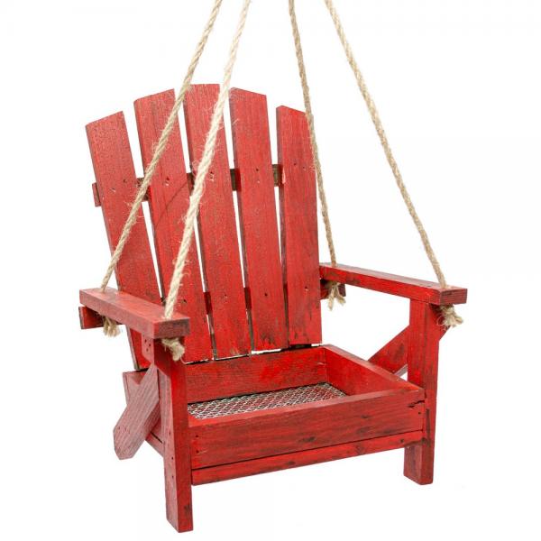 Red Adirondack Chair Bird Feeder