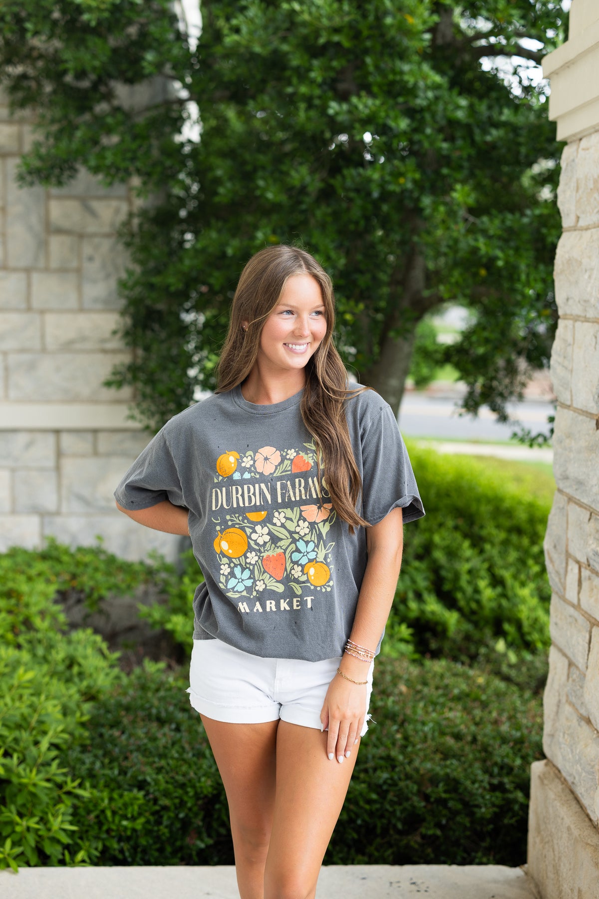 Forage Peach/Flowers Tee