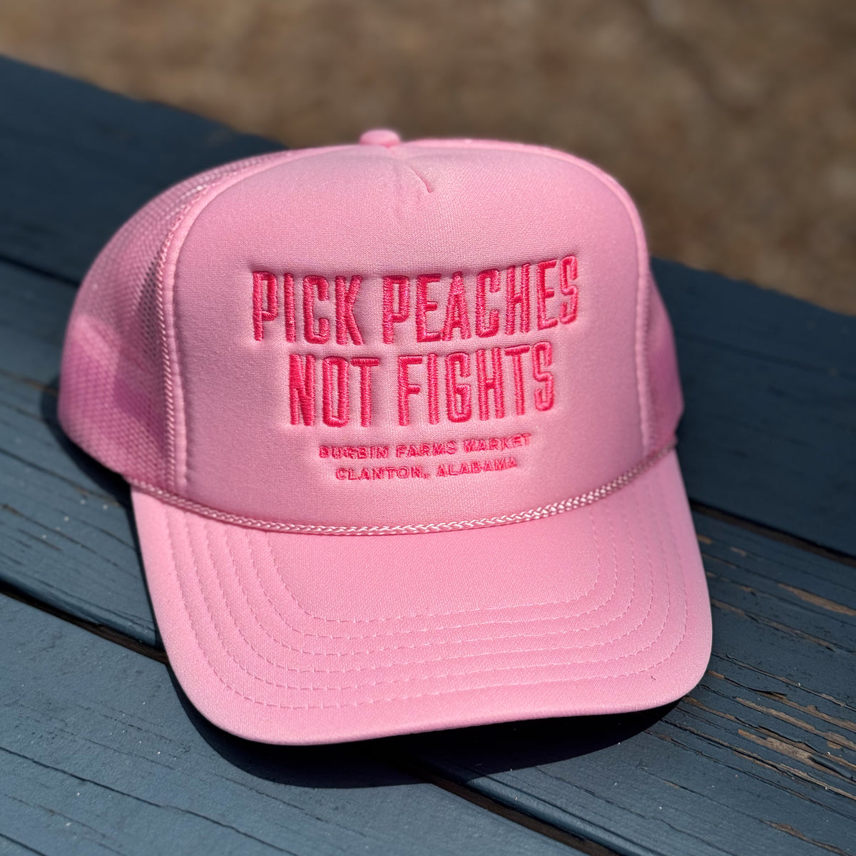 Light Pink & Hot Pink Pick Peaches Not Fights Foam Trucker Hat
