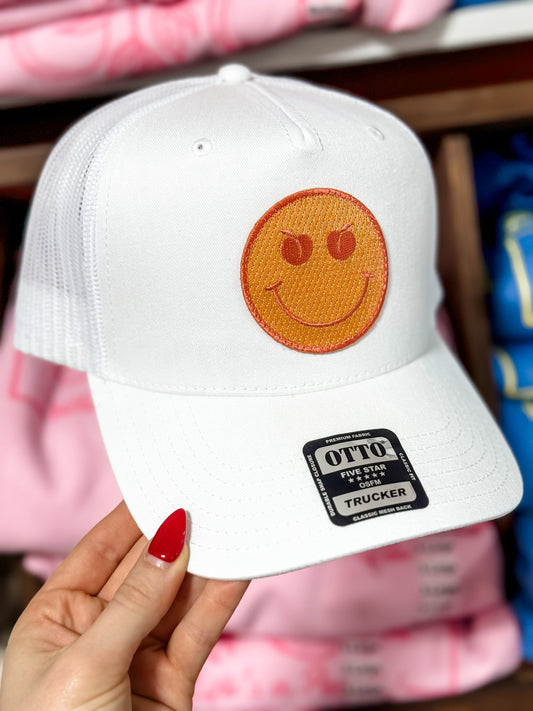 White Peach Smiley Hat