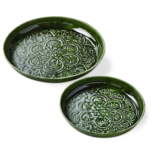 Green Enamel Metal Tray