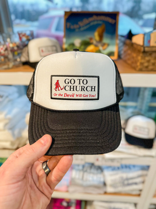 Go To Church Patch Hat | Black & White