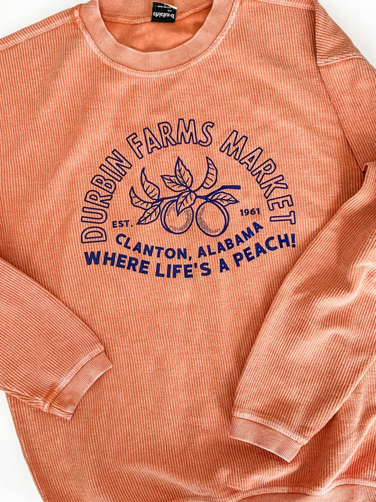 Durbin's Corded Crew | Orange/Navy