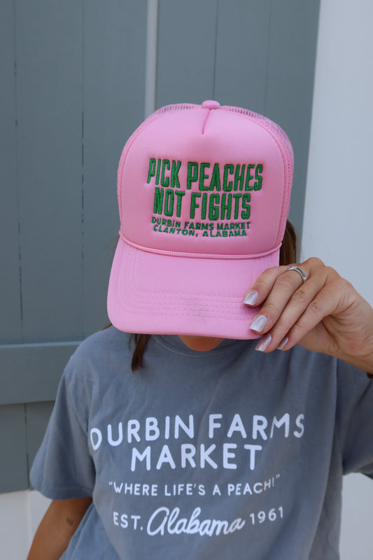 Pink & Green Pick Peaches Not Fights Foam Trucker Hat