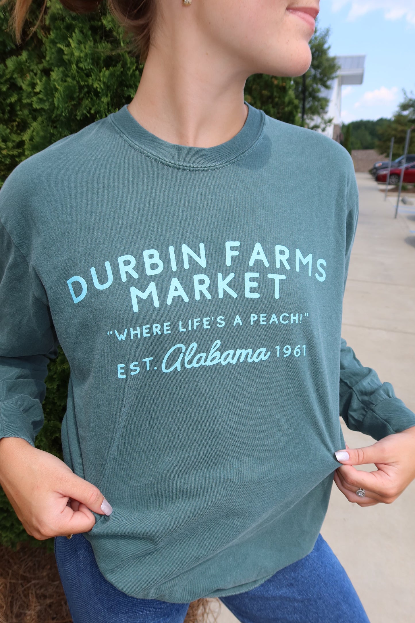 Durbin Farms Market Long Sleeve Tee | Blue Spruce