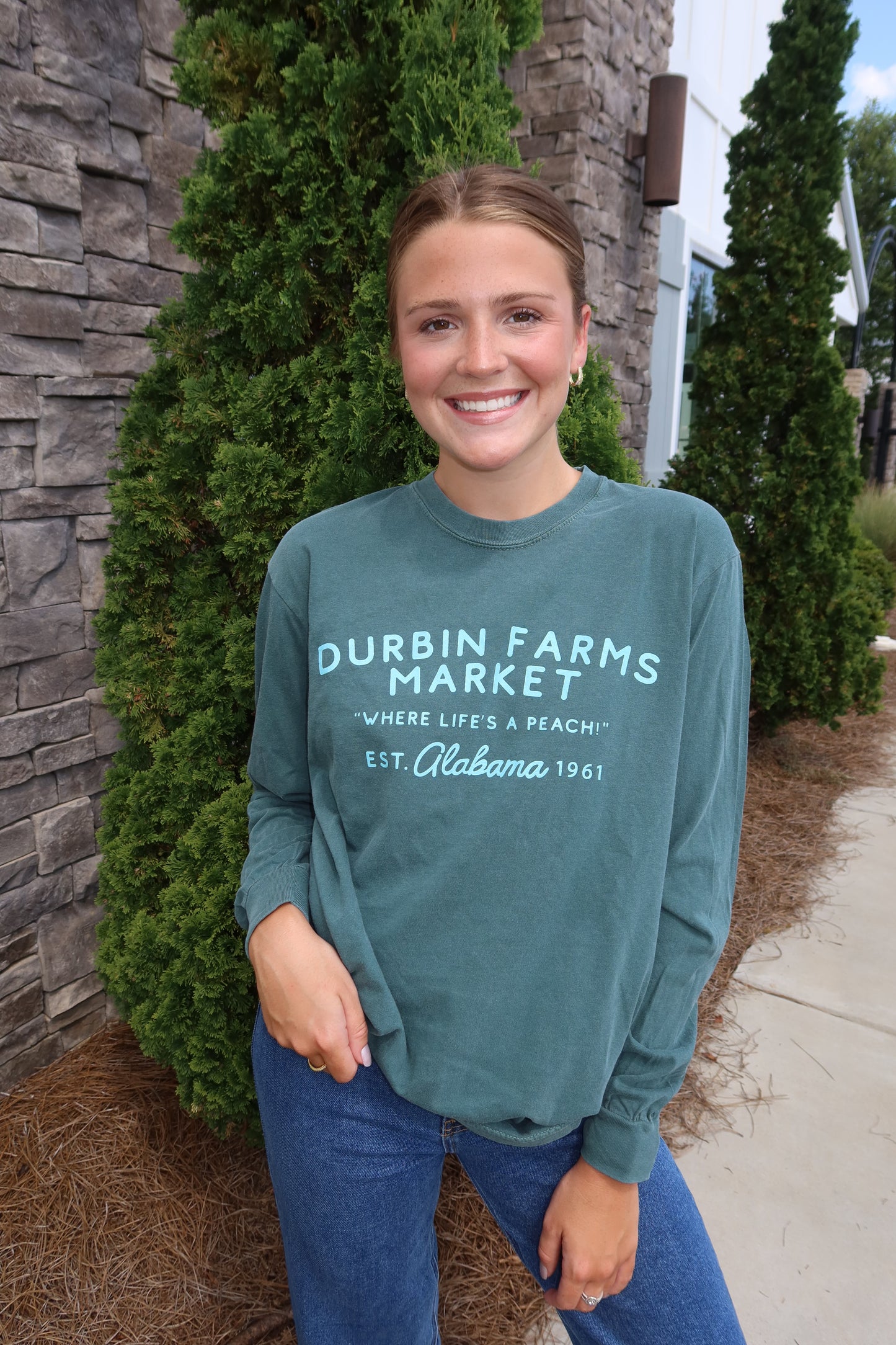 Durbin Farms Market Long Sleeve Tee | Blue Spruce