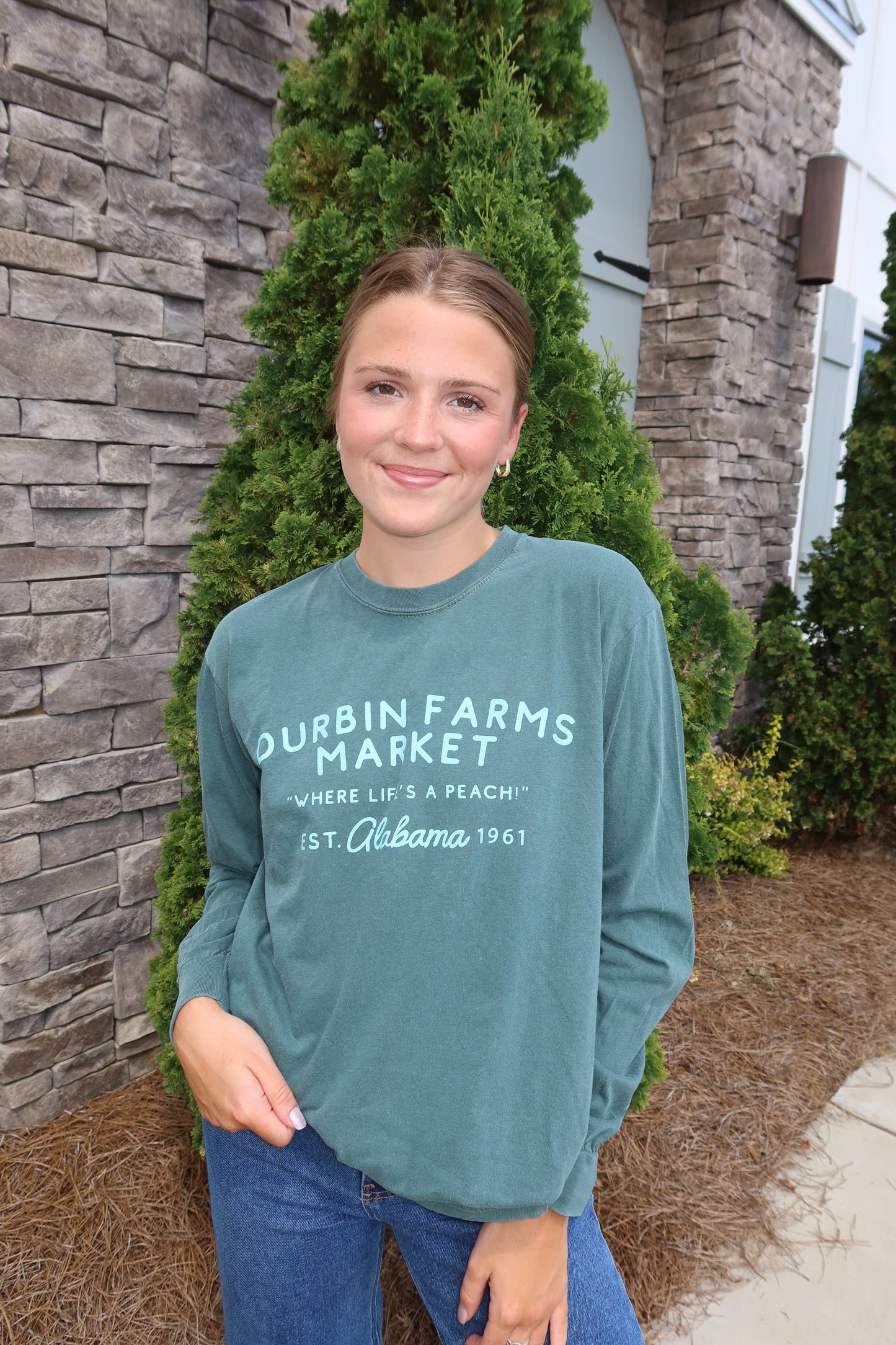 Durbin Farms Market Long Sleeve Tee | Blue Spruce