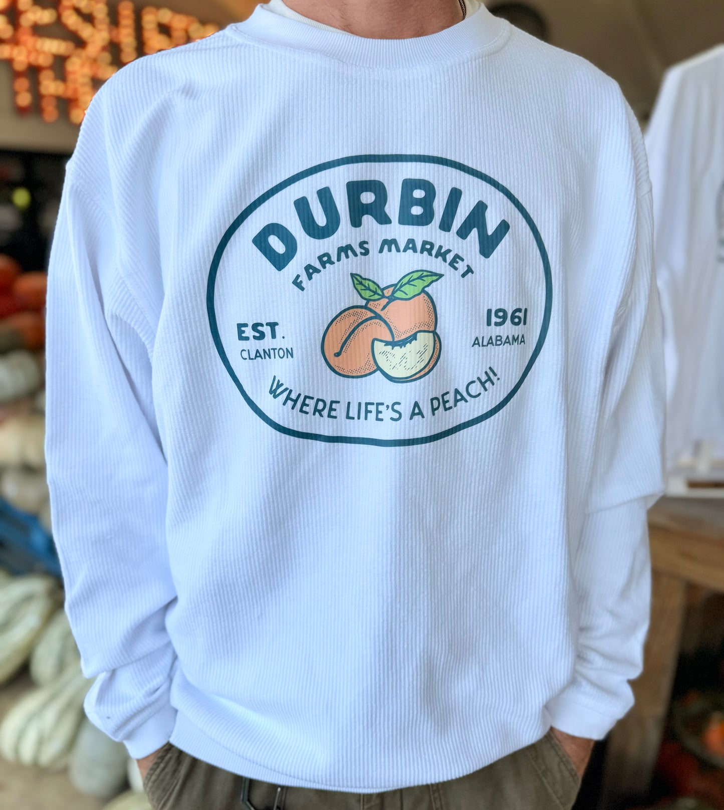 Durbin's Oval Corded Crew | White