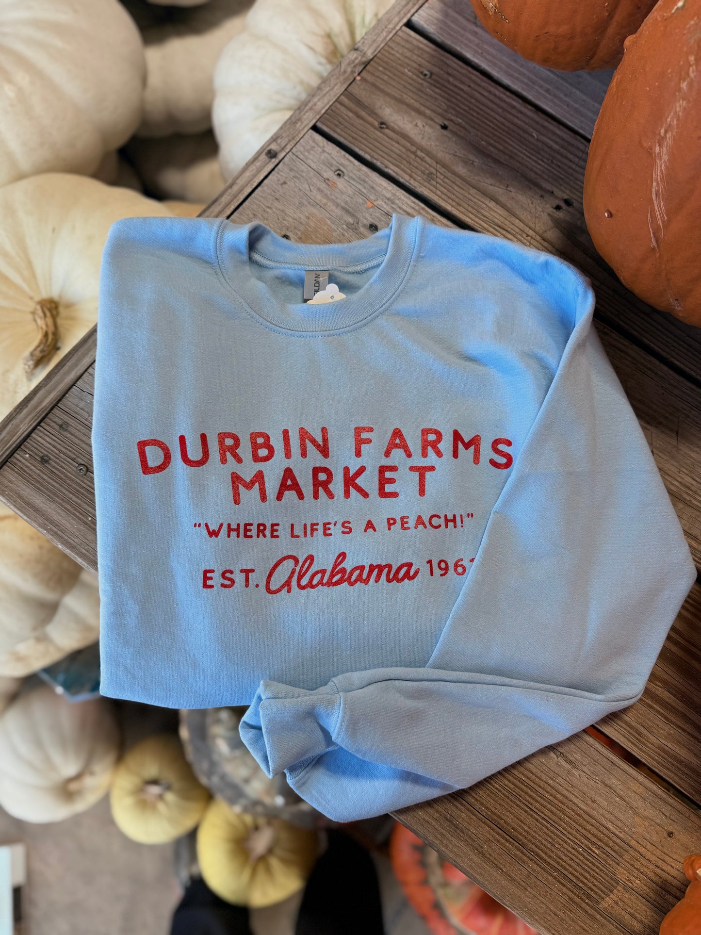 Durbin Farms Market Sweatshirt |  Light Blue