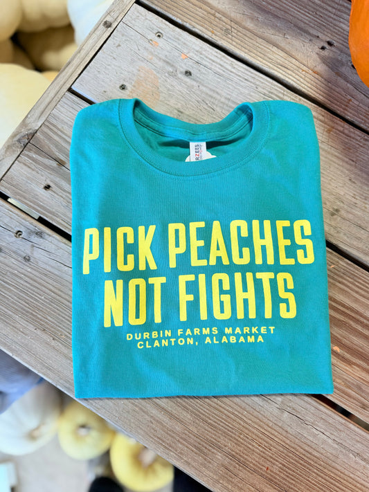 Youth Pick Peaches Not Fights Tee | Jade