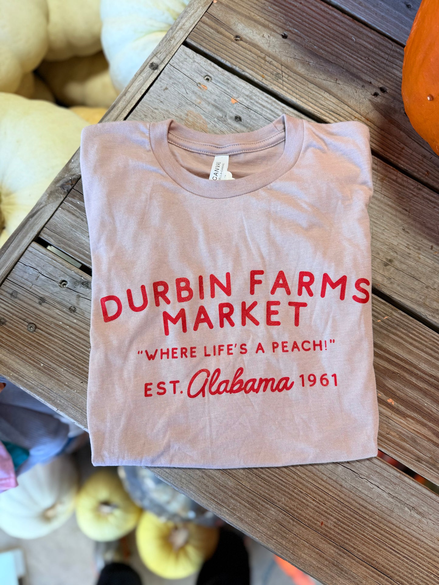 Durbin Farms Market Tee | Heather Pink Gravel