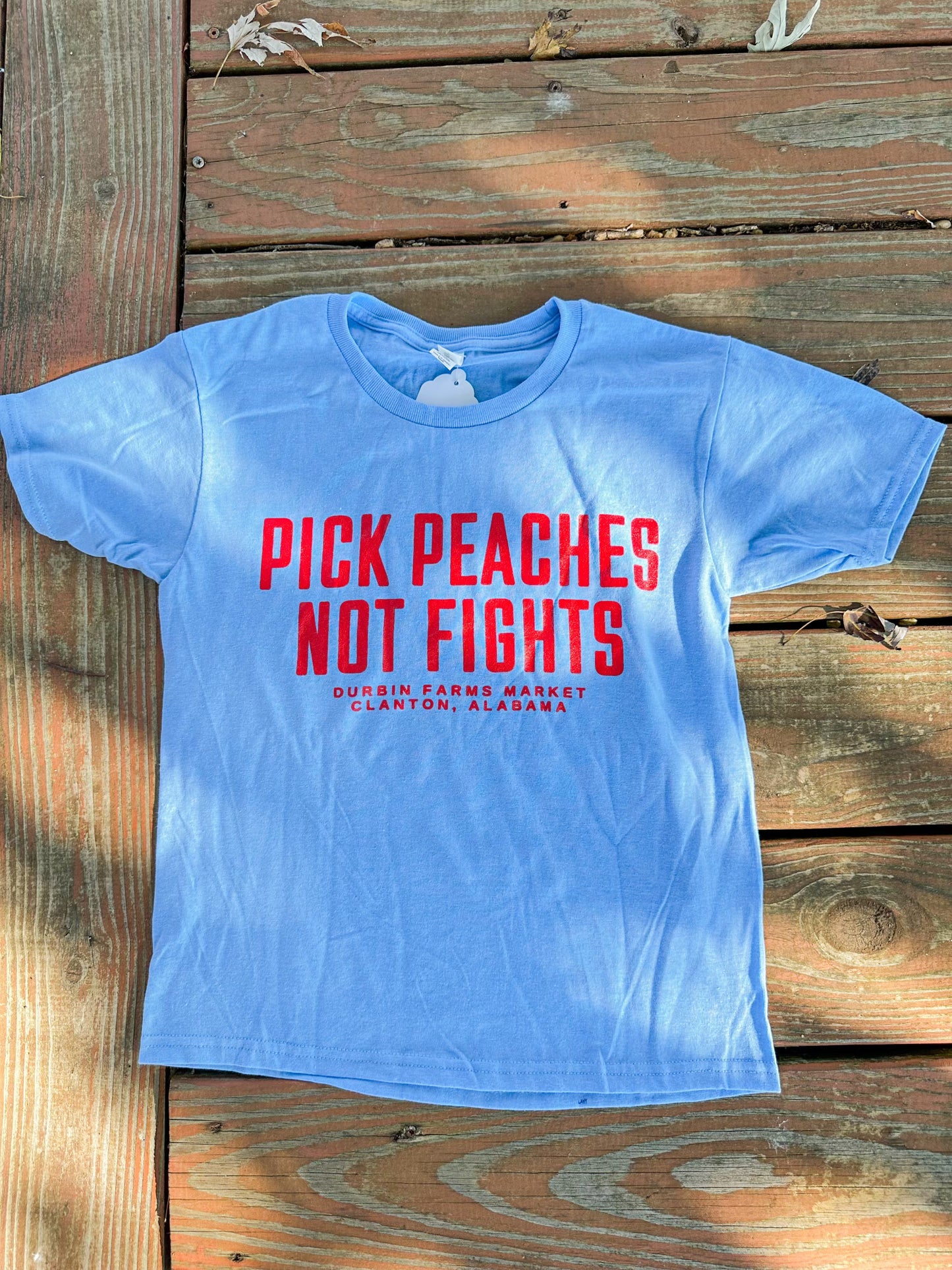 Youth Pick Peaches Not Fights Tee | Light Blue