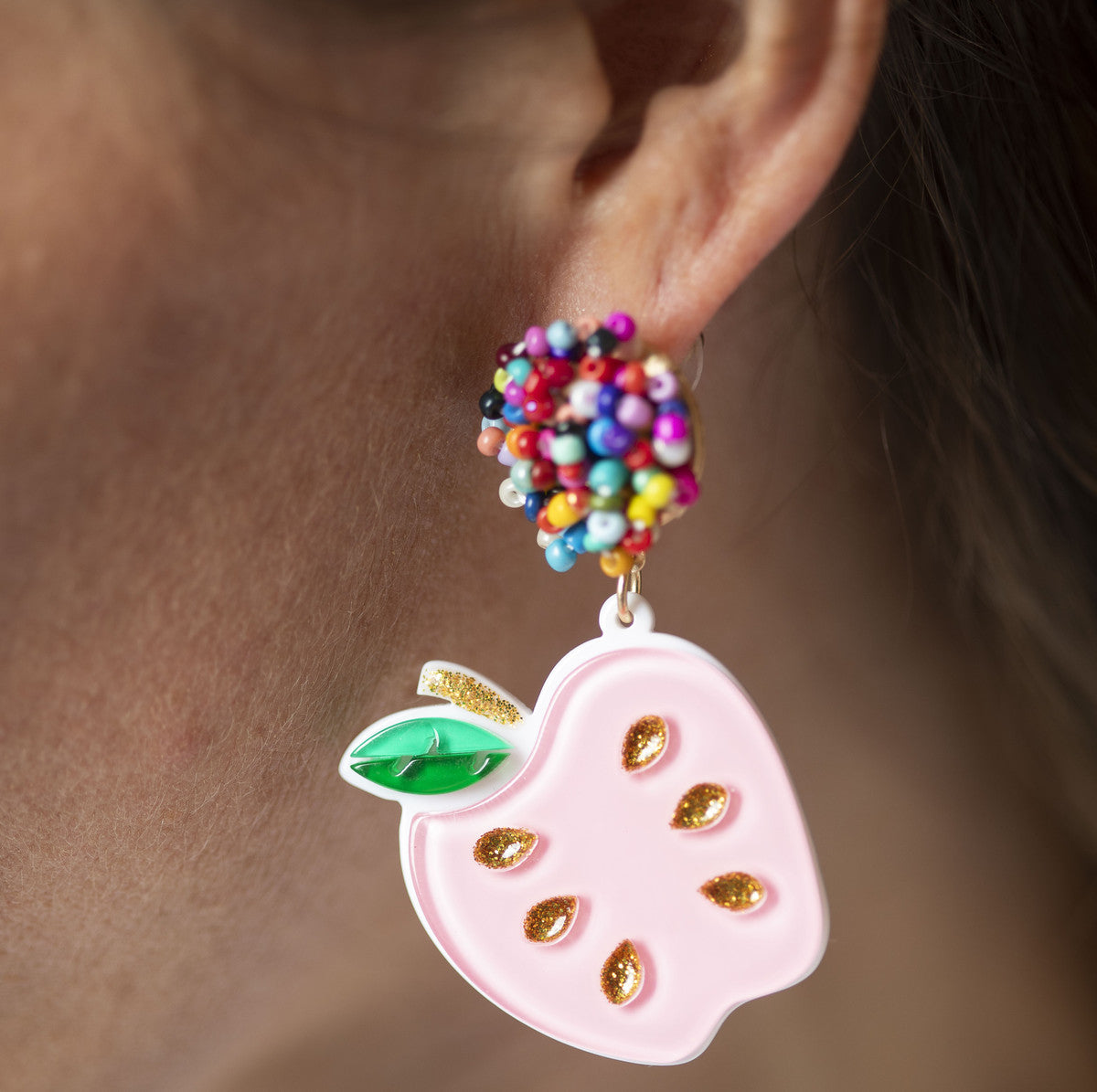 Pink Apple Earrings