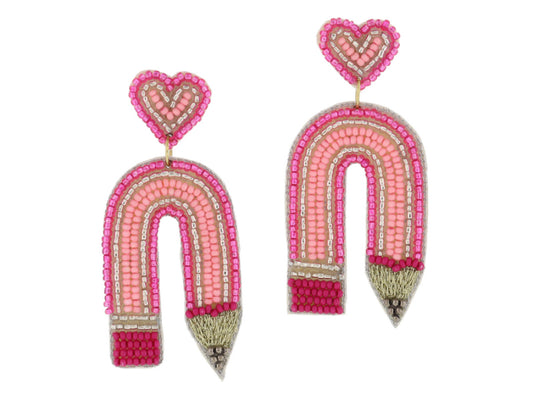 Pink Curved Pencil Earrings