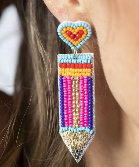 Multi Beaded Pencil Earrings