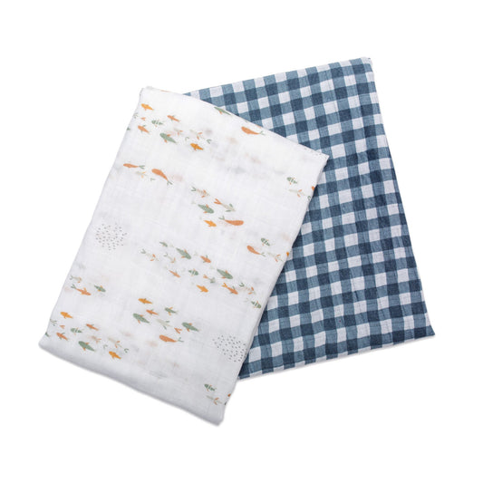 Lulujo Swaddle | Navy Gingham