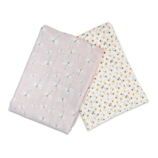 Lulujo Swaddle | Vintage Floral & Dragonfly