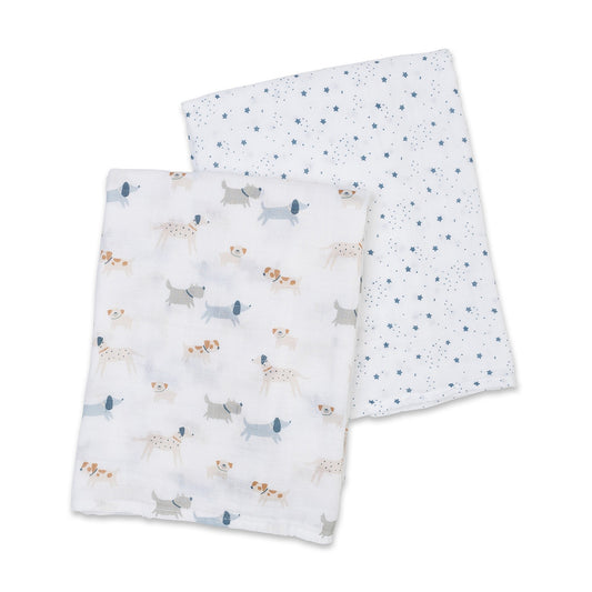 Lulujo Swaddle | Puppy Dogs & Stars