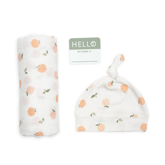 Hello World Hat & Swaddle Set | Peaches