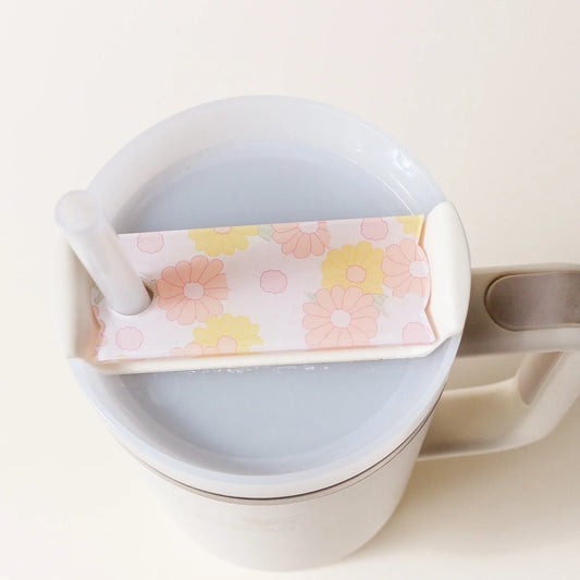 Daisy Craze Peach Tumbler Lid Tag