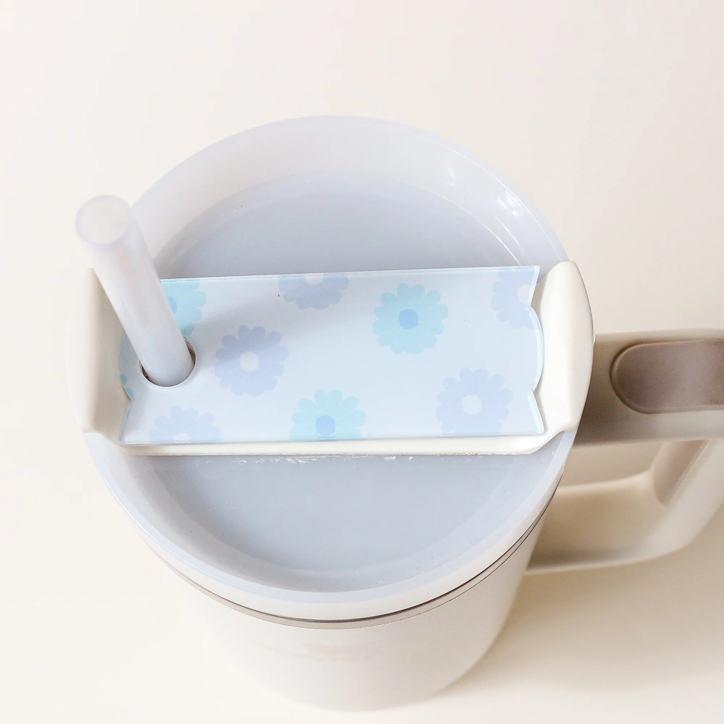 Darling Daisy Aqua Tumbler Lid Tag