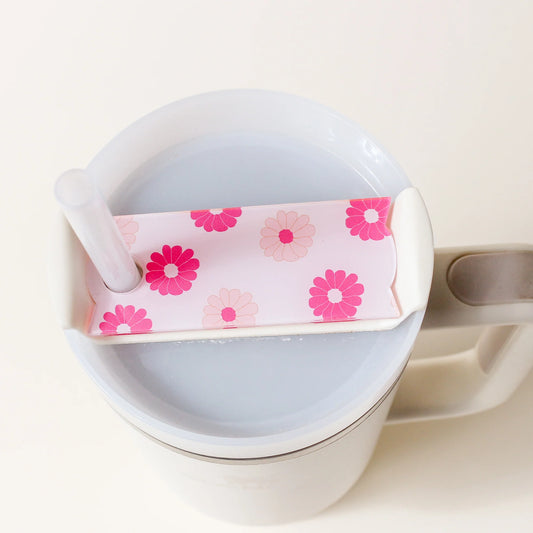 Darling Daisy Hot Pink Tumbler Lid Tag