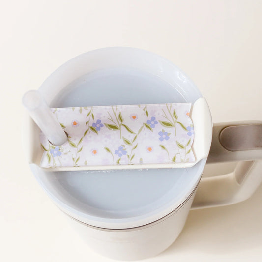 Floral Haven Blue Tumbler Lid Tag