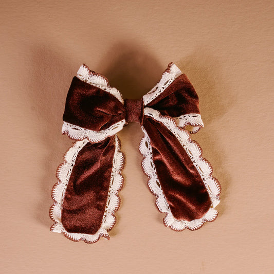 Brown Velour Hair Bow