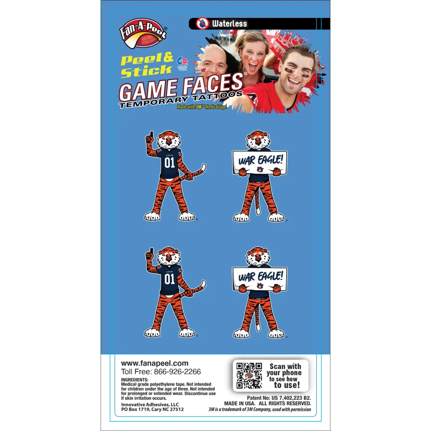 Auburn Aubie Temporary Tattoos