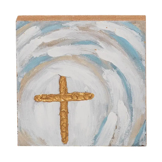 Handpainted Cross Wood Block