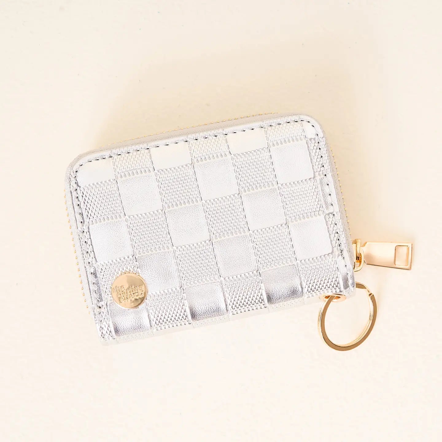 Metallic Silver Zip Around Wallet