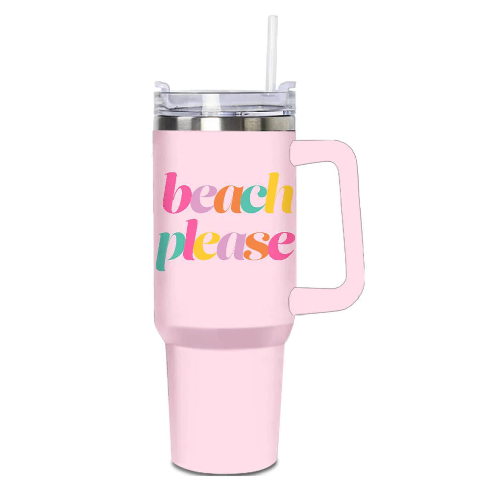 Pink Beach Please Tumbler