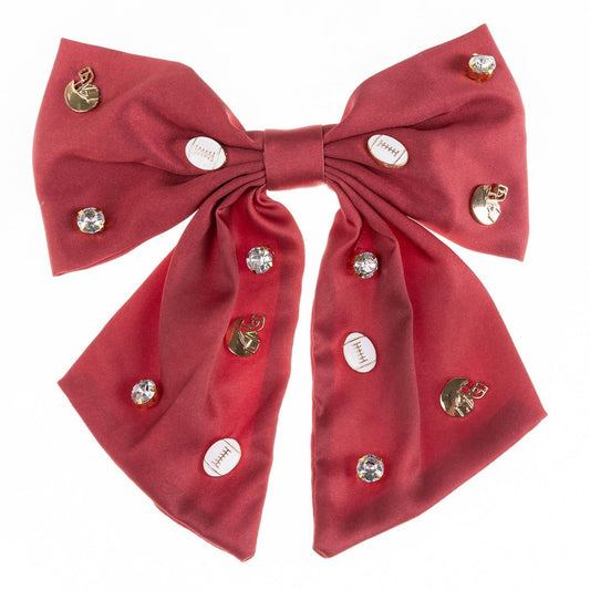 Ashton Hair Bow | Crimson & White
