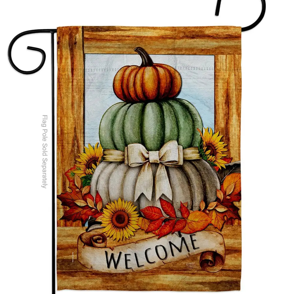 Trio Pumpkin Welcome Garden Flag