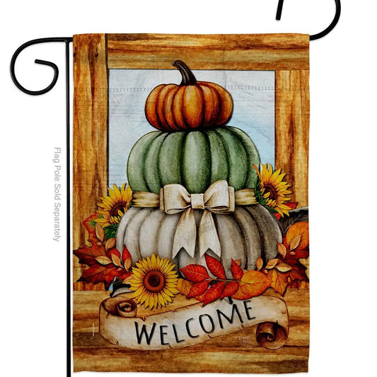 Trio Pumpkin Welcome Garden Flag