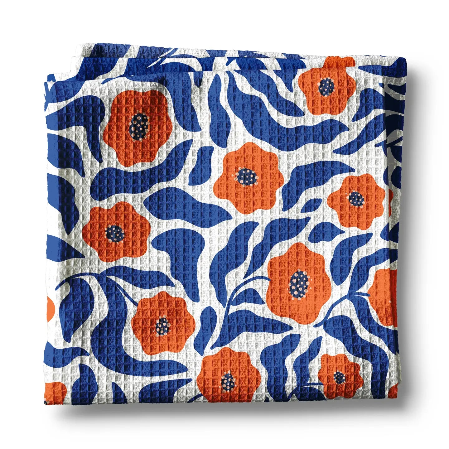 Orange & Blue Floral Kitchen Towel
