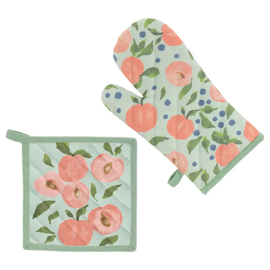 Peaches Oven Mitt & Pot Holder Set
