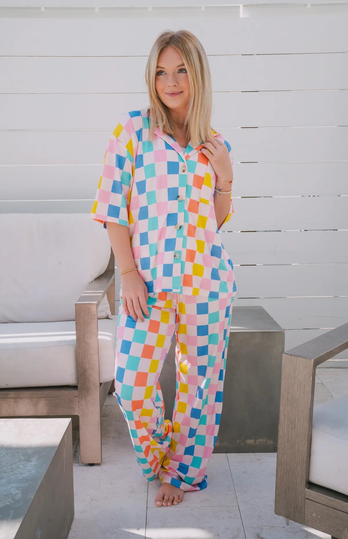 Multicolor Checkered PJ Set