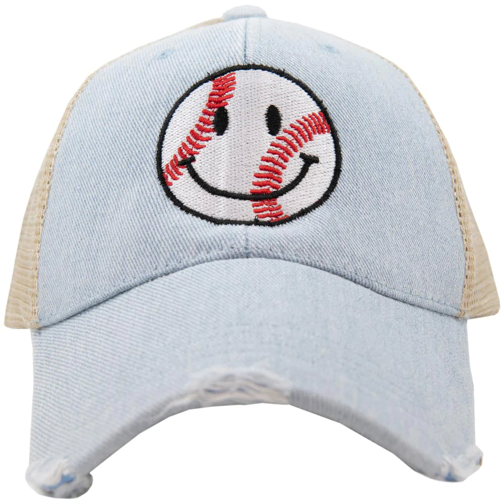 Baseball Happy Face Trucker Hat