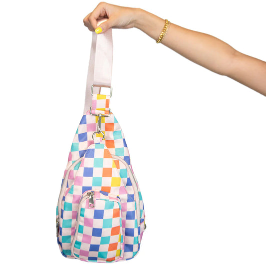 Multicolored Checkered Pattern Sling Bag