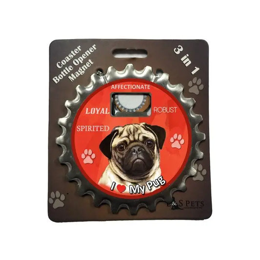 Tan Pug |  3 in 1 Magnetic Coaster