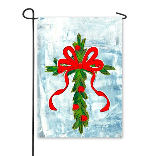 Christmas Berry Cross Garden Flag