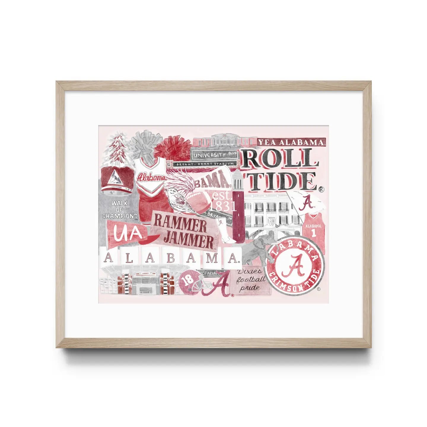 University of Alabama Collage Art Print |5X7