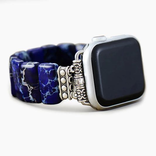 Dark Navy Tibetan Jasper Stretch Apple Watch Strap Sale price