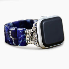 Load image into Gallery viewer, Dark Navy Tibetan Jasper Stretch Apple Watch Strap Sale price
