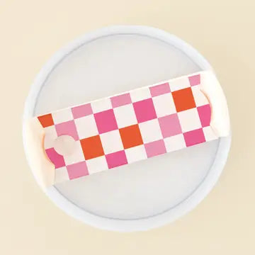 Hot Pink & Orange Check Tumbler Lid Tag