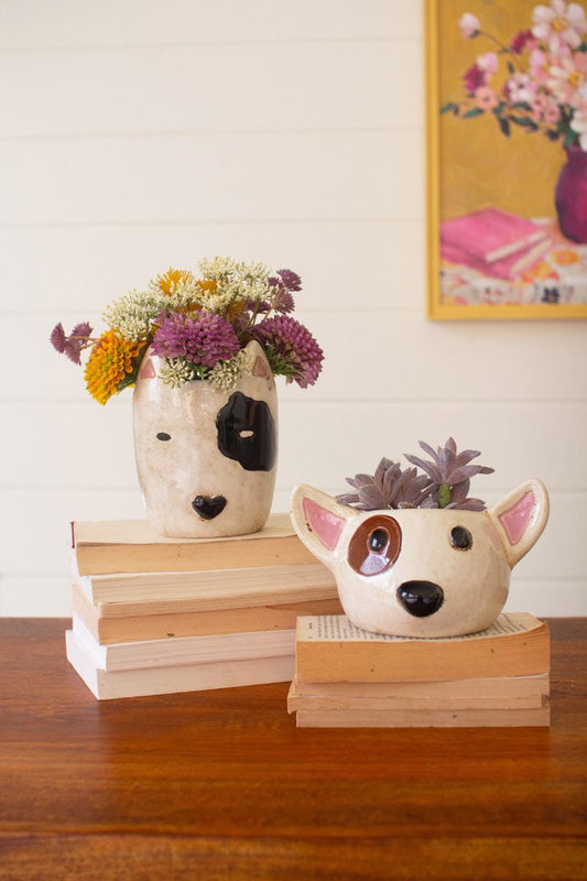 Ceramic Dog Head Planters